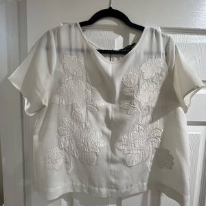 White Floral Crop Top